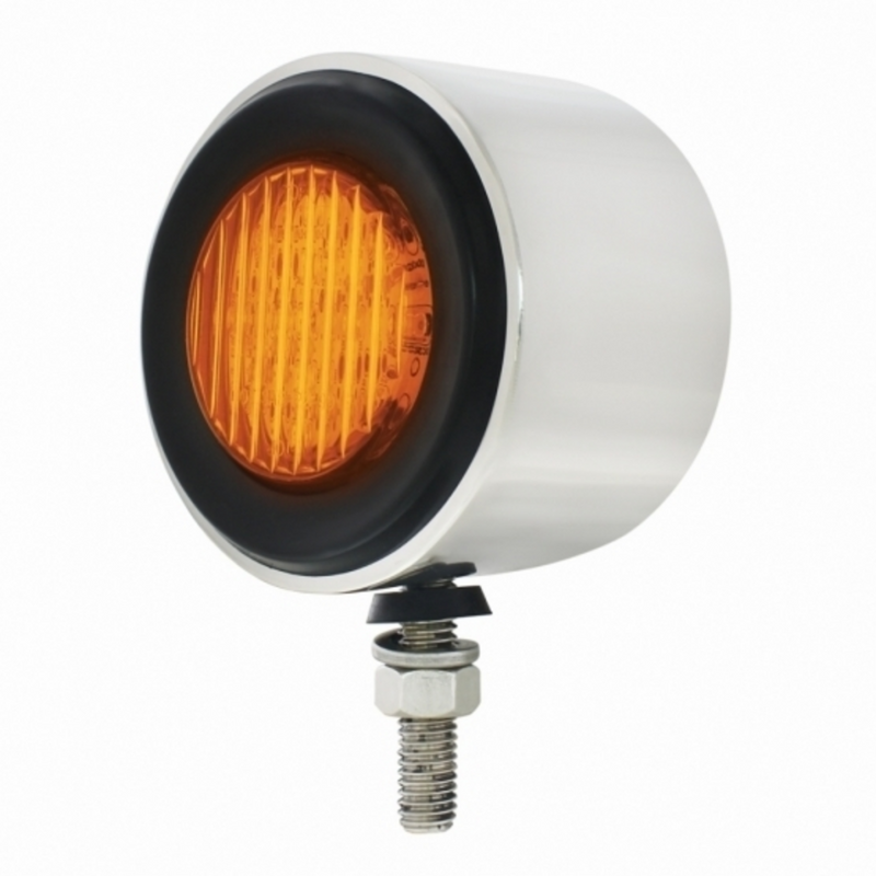 United Pacific Stainless 2.5" Double Face Light With LED Lights & Grommets Amber & Red LED/Amber & Red Lens 30957