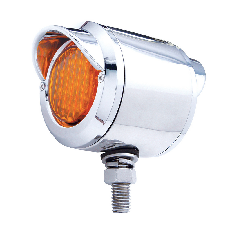 United Pacific Stainless 2.5" Double Face Light With LED Lights & Visors Amber & Red LED/Amber & Red Lens 30958