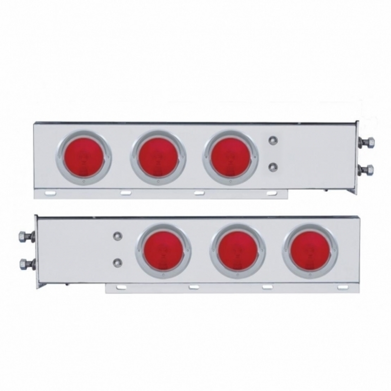 United Pacific 2.5" Bolt Pattern Chrome Spring Loaded Light Bar With 6X 4" Lights & Visors (Pair) 31009