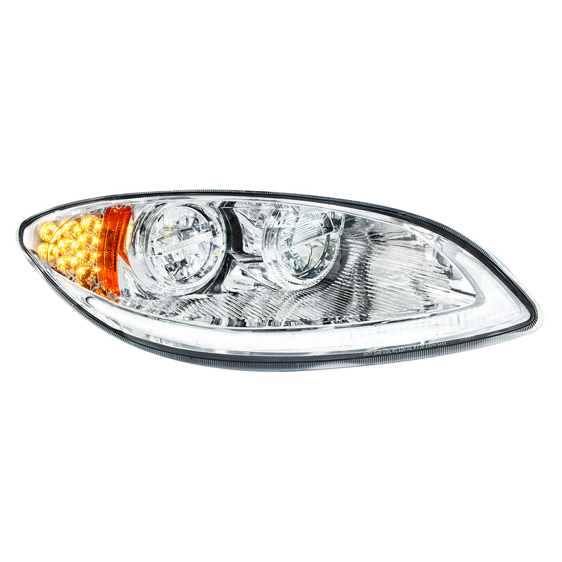 United Pacific Chrome LED Headlight With LED Light Bar & Turn Signal For 2006-2017 International Prostar-Passenger 31031