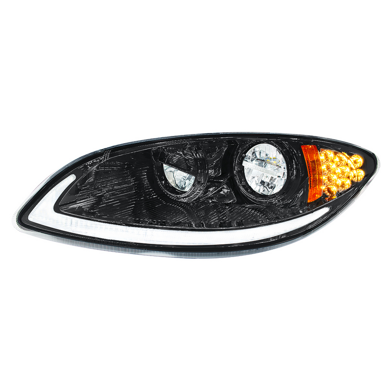 United Pacific Blackout LED Headlight With LED Light Bar & Turn Signal For 2006-2017 International Prostar-Driver 31032