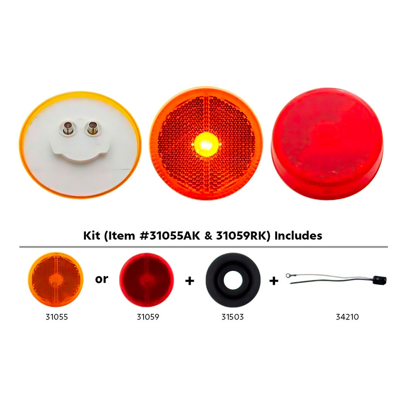 United Pacific 2.5" Round Reflectorized Light Kit (Clearance/Marker) Amber Lens 31055AK
