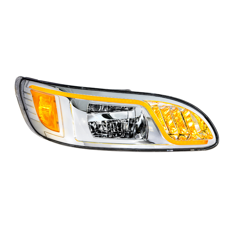 United Pacific Chrome LED Headlight With LED Turn, Position, & DRL For Peterbilt 386(2005-2015) & 387(1999-2010)- Passenger 31083