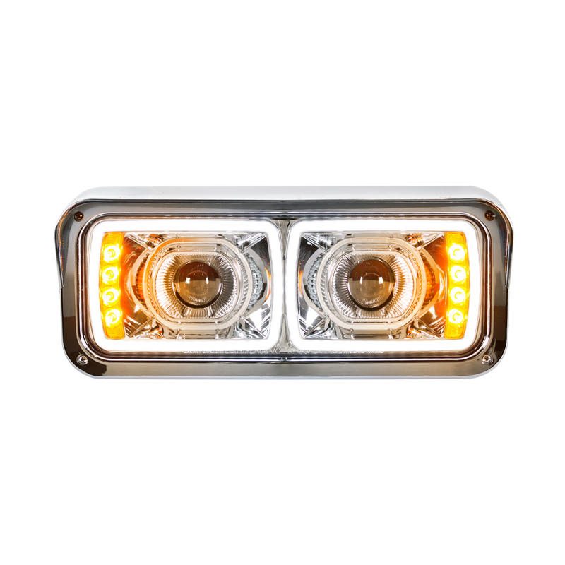 United Pacific High Power LED "Chrome" Projection Headlight With LED Turn Signal & Position Light Bar Passenger 31155