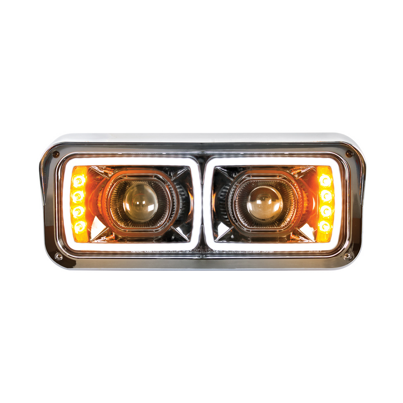 United Pacific High Power LED "Blackout" Projection Headlight With LED Turn Signal & Position Light Bar Driver 31156