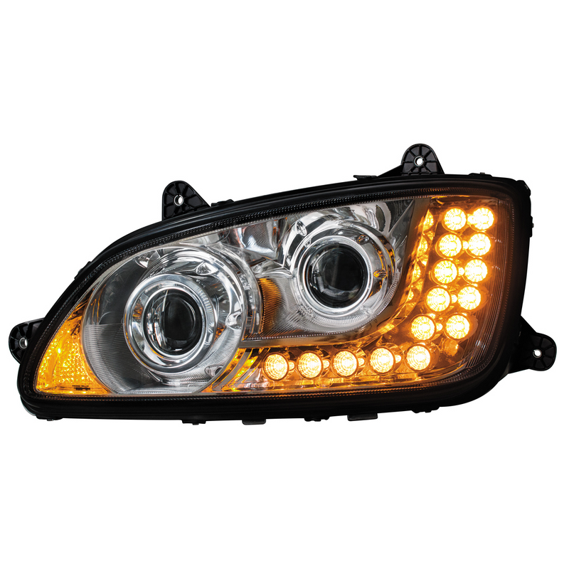 United Pacific Chrome Projection Headlight Assembly For 2008-2017 Kenworth T660- Driver 31158