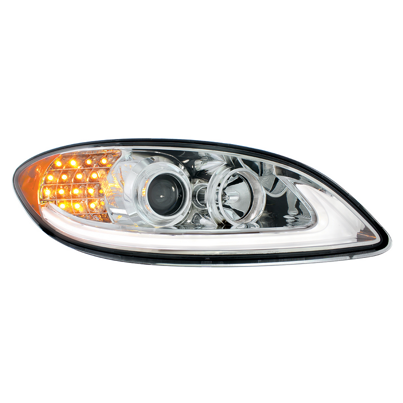 United Pacific Chrome Projection Headlight With LED Turn Signal & Light Bar For 2006-2017 International Prostar Passenger 31176