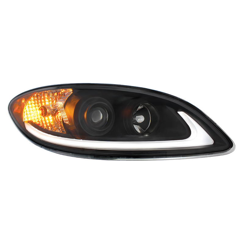 United Pacific Black Projection Headlight With LED Light Bar For 2006-2017 International Prostar Passenger 31184