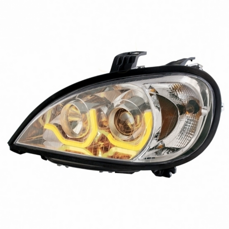 United Pacific Chrome Projection Headlight With Dual Function Light Bar For 2001-2020 Freightliner Columbia Driver 31187