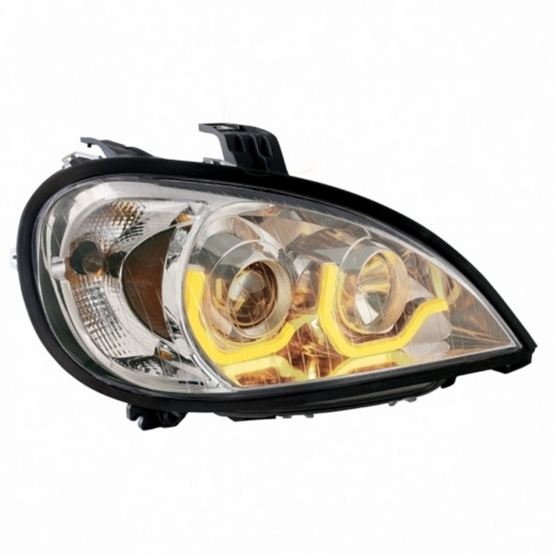 United Pacific Chrome Projection Headlight With Dual Function Light Bar For 2001-2020 Freightliner Columbia Passenger 31188