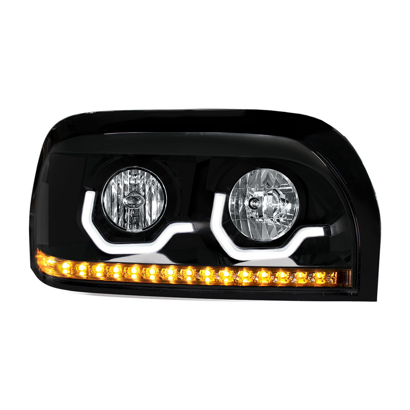United Pacific Blackout Headlight With LED Turn Signal & Light Bar For 1996-2010 Freightliner Century Passenger 31206