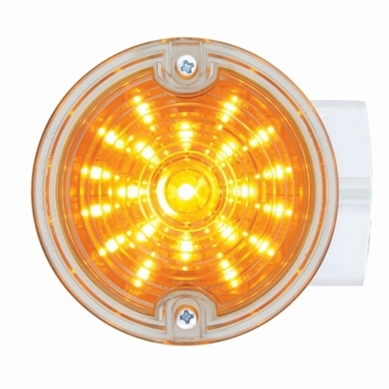 United Pacific 21 LED 3-1/4" Dual Function Signal Light For Harley Motorcycle With Housing Amber LED/Clear Lens 31217