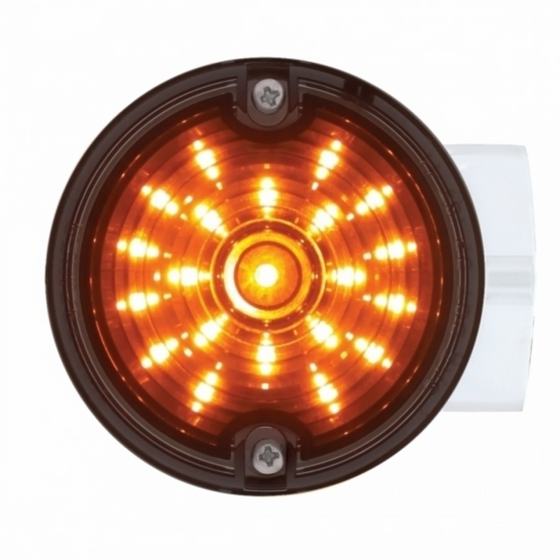 United Pacific 21 LED 3-1/4" Dual Function Signal Light For Harley Motorcycle With Housing Amber LED/Smoke Lens 31218