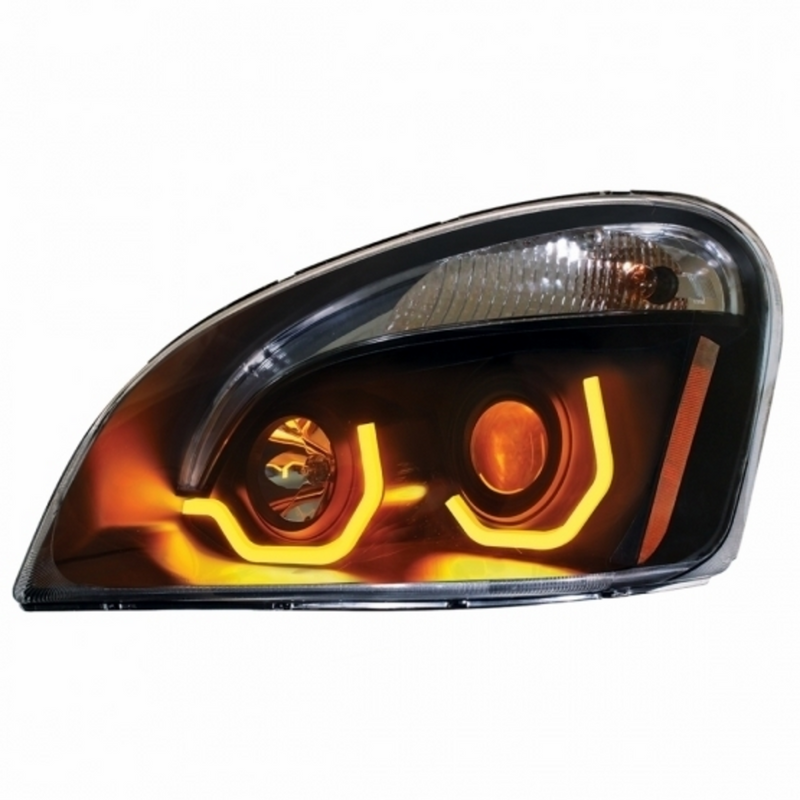 United Pacific Blackout Projection Headlight W/Dual Function Amber LED Position Lights For 2008-17 FL Cascadia Driver 31228