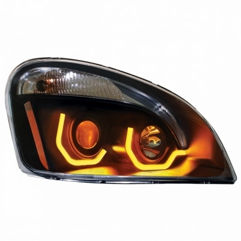 United Pacific Blackout Projection Headlight W/Dual Function Amber LED Position Lights For 2008-17 FL Cascadia Passenger 31229