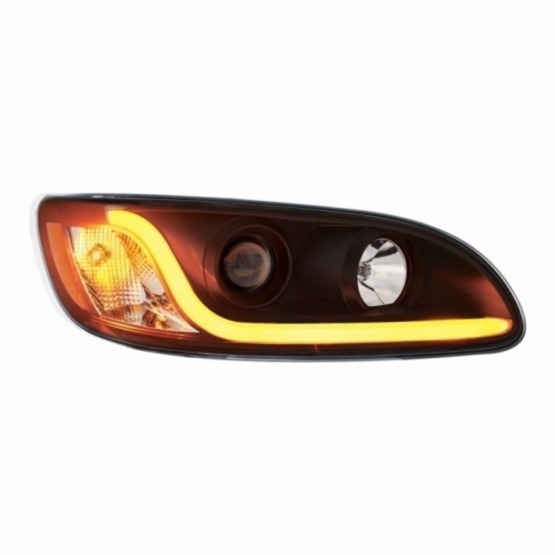United Pacific Black Projection Headlight W/LED Dual Function Light Bar For PB 386 (2005-2015) & 387 (1999-2010) Passenger 31240