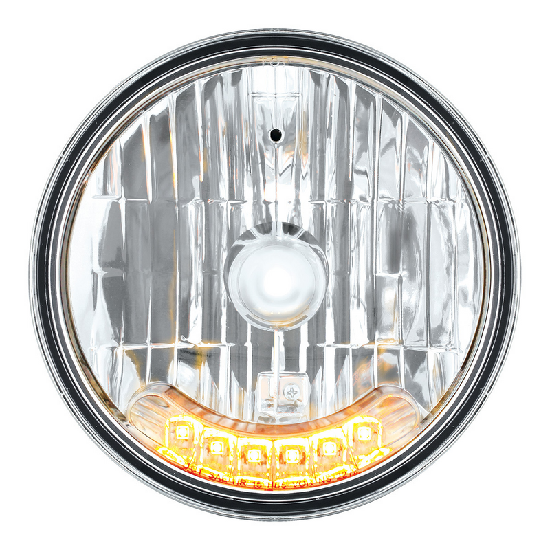 United Pacific 7" Crystal Headlight With 6 Amber LED Position Light 31247
