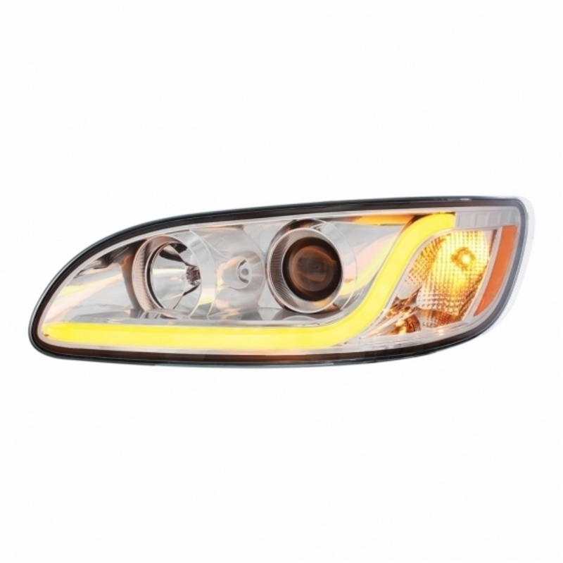 United Pacific Chrome Projection Headlight W/LED Dual Function Light Bar For PB 386 (2005-2015) & 387 (1999-2010) Driver 31252