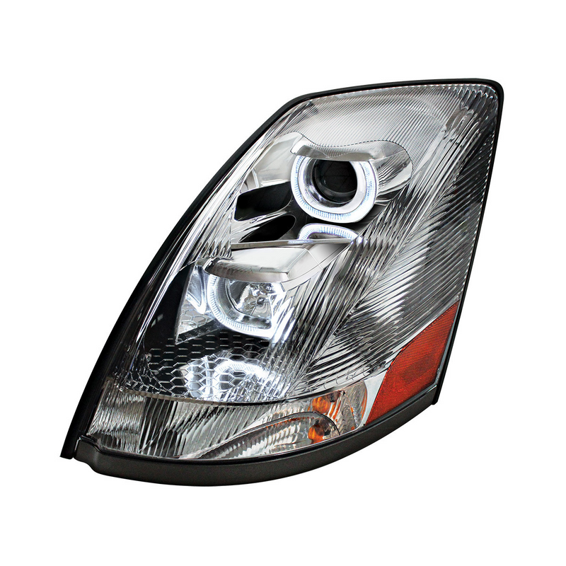 United Pacific Chrome Projection Headlight With White LED Light Bar For 2003-2017 Volvo VN/VNL Driver 31263