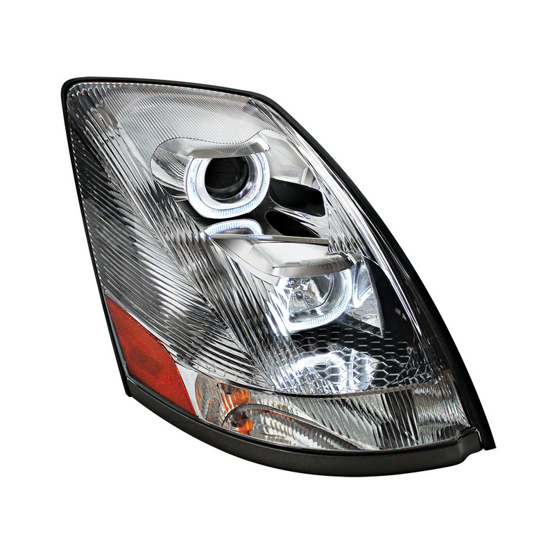United Pacific Chrome Projection Headlight With White LED Light Bar For 2003-2017 Volvo VN/VNL Passenger 31264