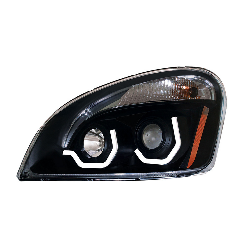 United Pacific Blackout Projection Headlight With White LED Position Light For 2008-2017 Freightliner Cascadia Driver 31270