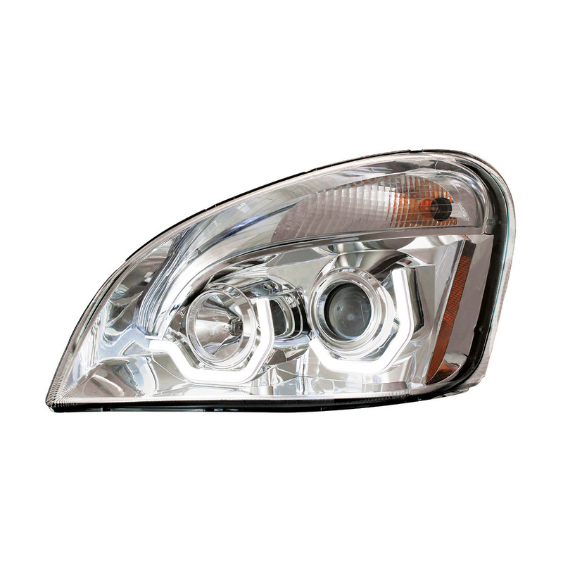 United Pacific Chrome Projection Headlight With White LED Position Light For 2008-2017 Freightliner Cascadia Driver 31286
