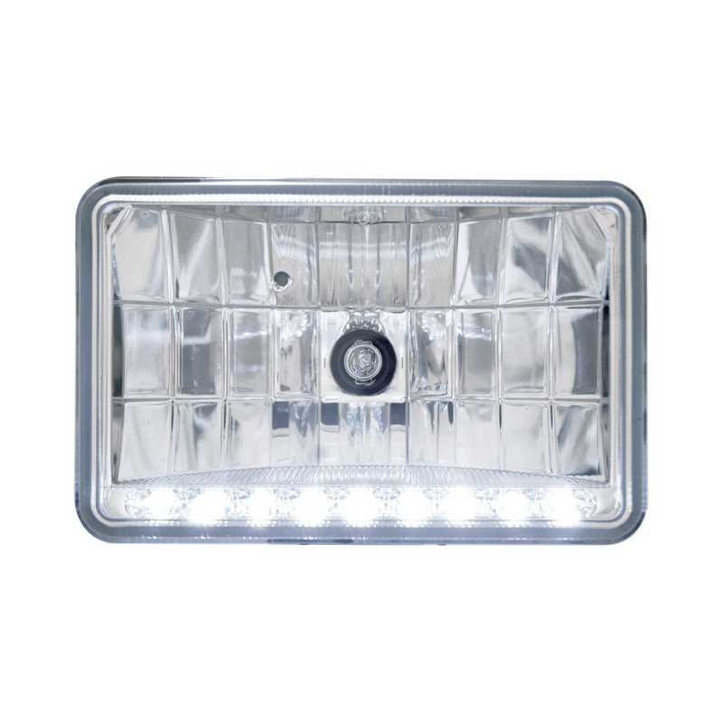 United Pacific 4" X 6" Crystal Headlight With 9 White LED Position Light Low Beam 31368