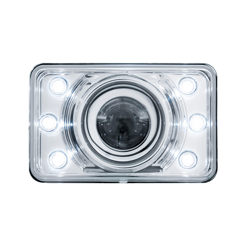 United Pacific 4" X 6" Crystal Projection Headlight With 6 White LED Position Light Low Beam 31375
