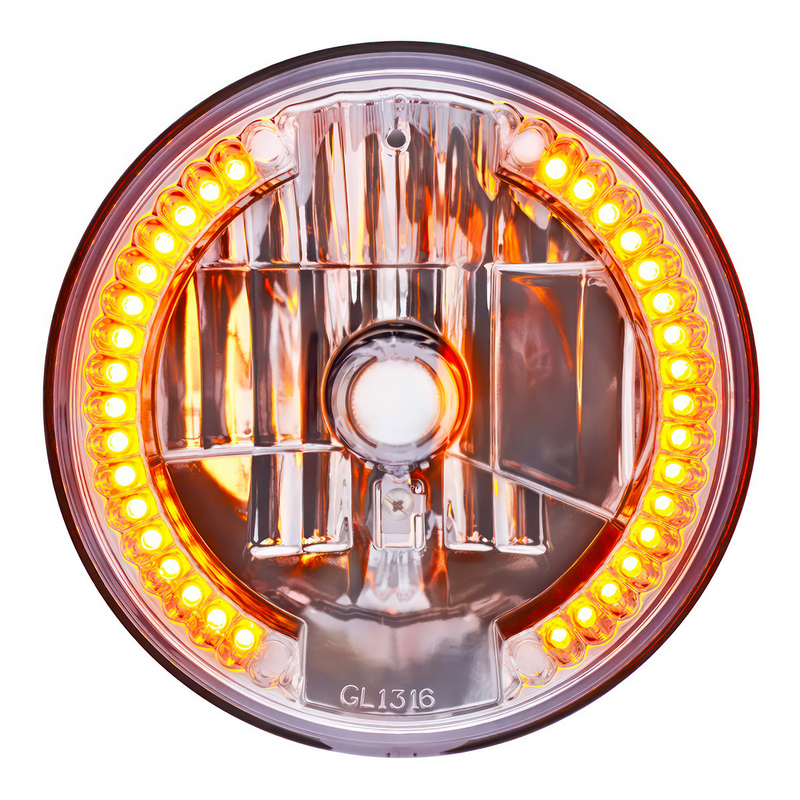 United Pacific 7" Crystal Headlight With 34 Amber LED Position Light 31378