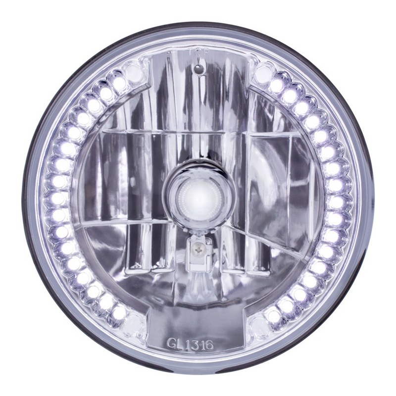 United Pacific 7" Crystal Headlight With 34 White LED Position Light 31379