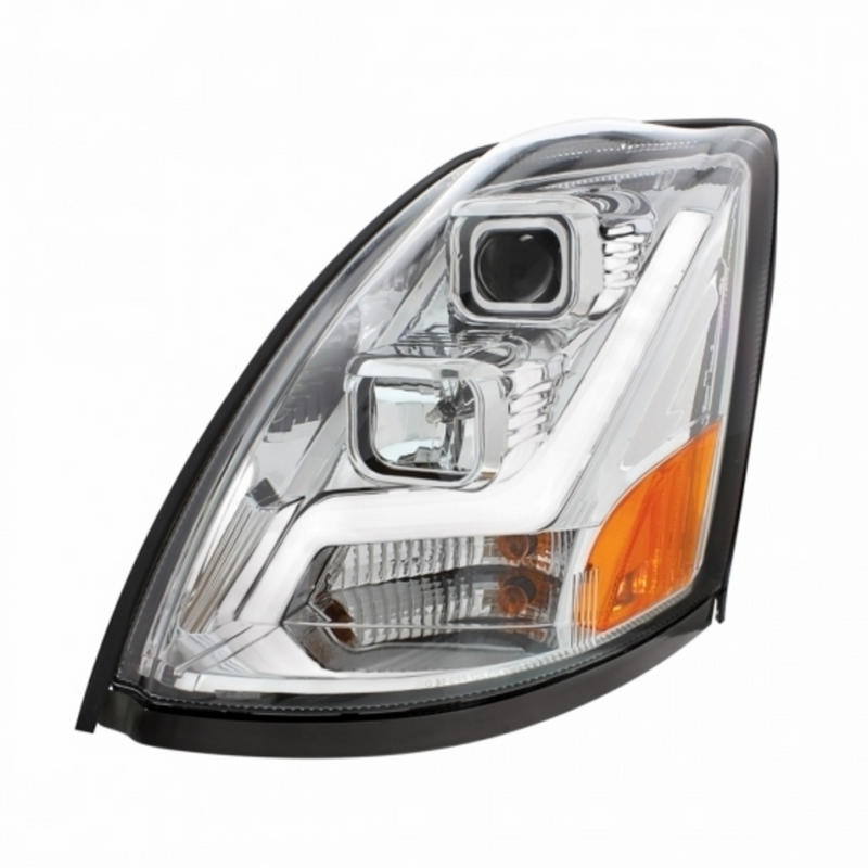 United Pacific Chrome Projection Headlight With LED Position Light Bar For 2003-2017 Volvo VN/VNL Driver 31445