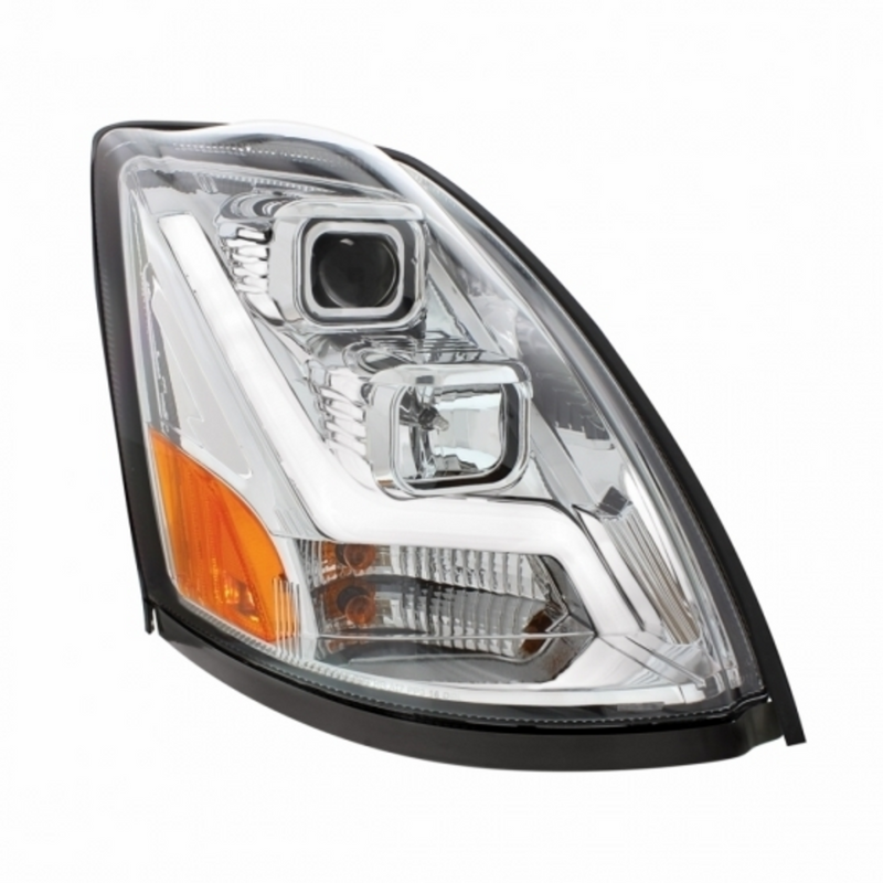 United Pacific Chrome Projection Headlight With LED Position Light Bar For 2003-2017 Volvo VN/VNL Passenger 31446