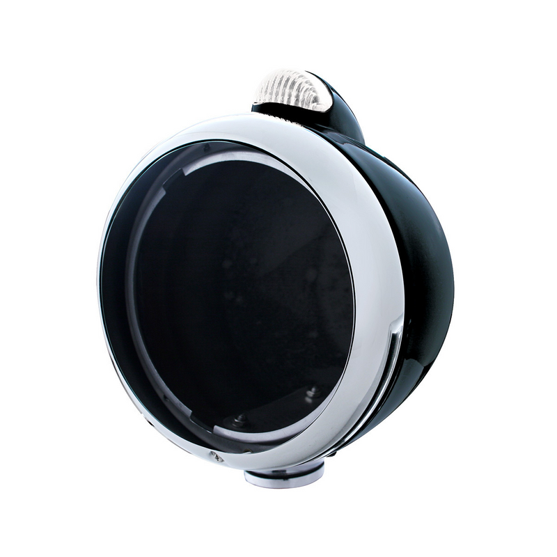 United Pacific Black Guide 682-C Headlight No Bulb With LED Signal Amber LED/Clear Lens 31549