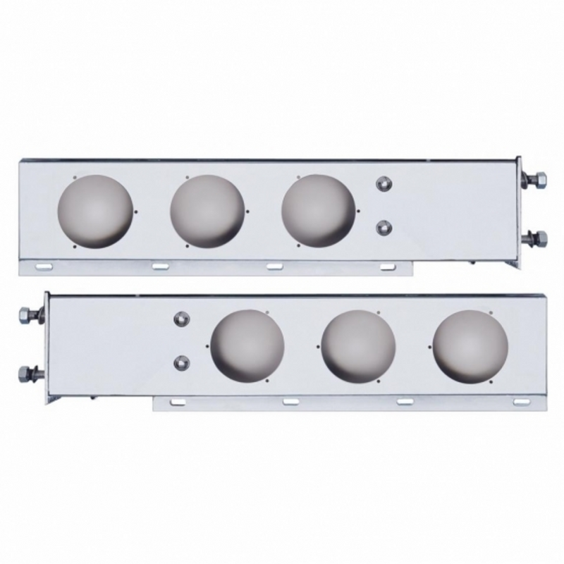 United Pacific 3-3/4" Bolt Pattern Chrome Spring Loaded Light Bar With 6X 4" Light Cutouts (Pair) 31616