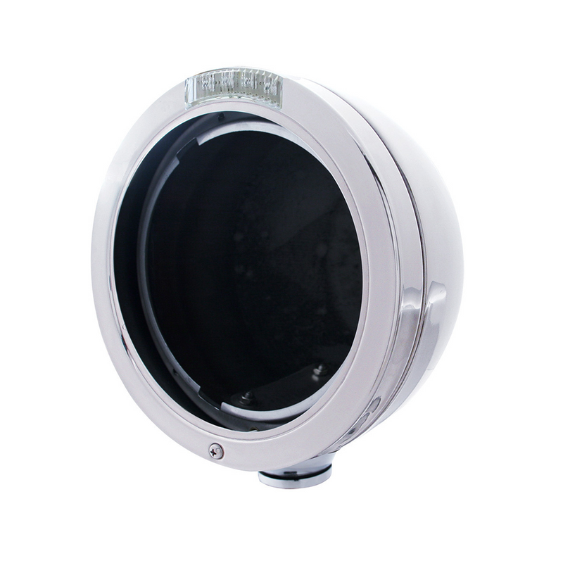 United Pacific Stainless Steel Bullet Classic Headlight No Bulb With LED Turn Signal Clear Lens 31732