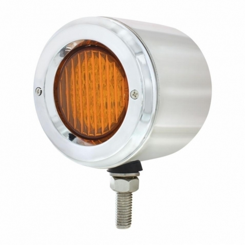 United Pacific Stainless 2.5" Double Face Light With LED Lights & Bezels Amber & Red LED/Amber & Red Lens 31814