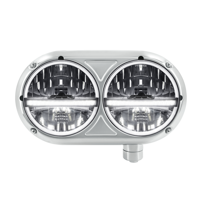 United Pacific Headlight Assembly With 304 SS Housing & 20 LED Headlights W/LED Position Light For Peterbilt 359-Passenger 32024