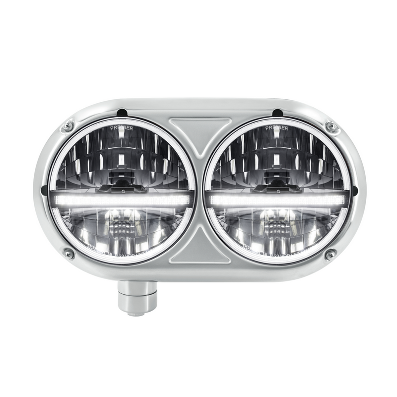 United Pacific Headlight Assembly With 304 SS Housing & 20 LED Headlights W/LED Position Light For Peterbilt 359-Driver 32025