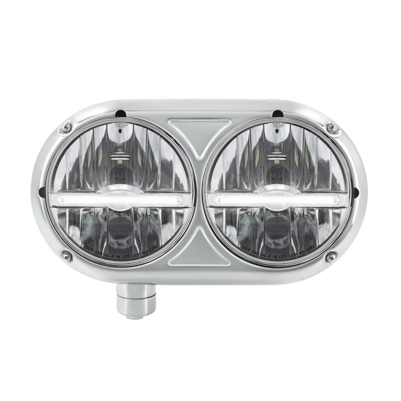 United Pacific Headlight Assembly With 304 SS Housing & LED Headlights W/White LED Position Light For Peterbilt 359 Driver 32143