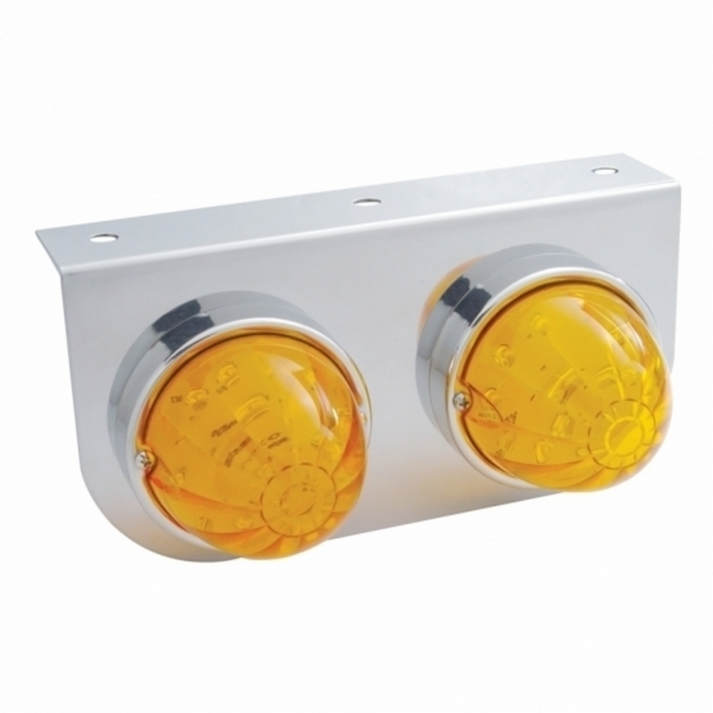 United Pacific Stainless Light Bracket With 2X 17 LED Watermelon Lights Amber LED/Amber Lens 32322