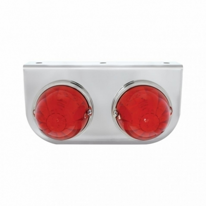 United Pacific Stainless Light Bracket With 2X 17 LED Watermelon Lights Red LED/Red Lens 32323