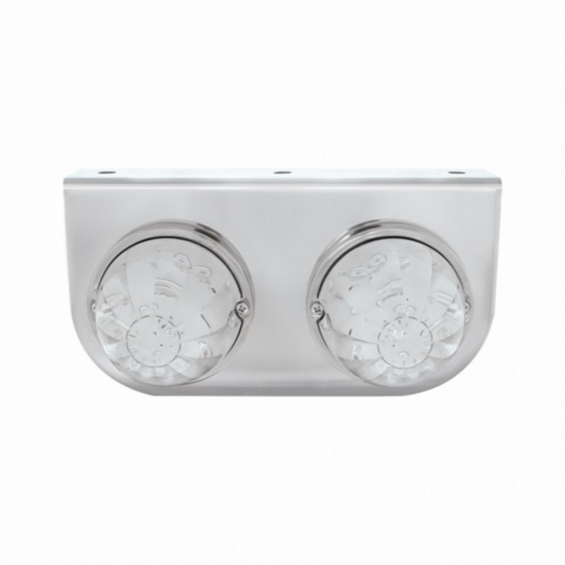 United Pacific Stainless Light Bracket With 2X 17 LED Watermelon Lights Red LED/Clear Lens 32325