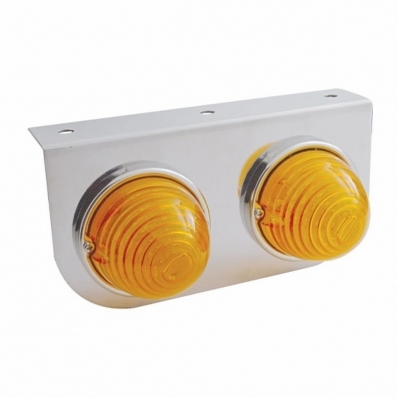 United Pacific Stainless Light Bracket With 2X 17 LED Beehive Lights Amber LED/Amber Lens 32342