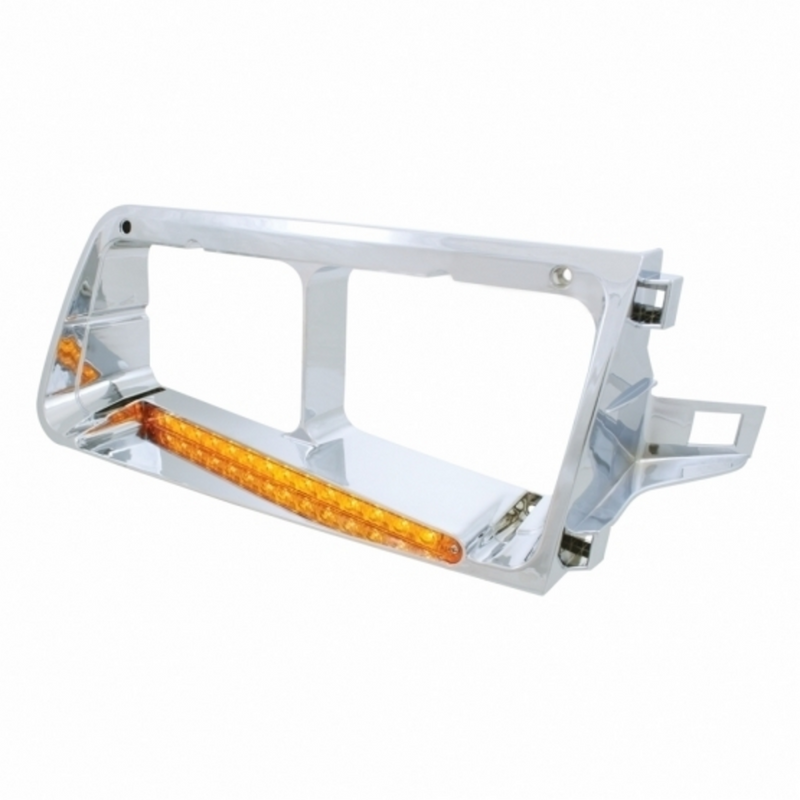 United Pacific 14 LED Headlight Bezel For 1989-2009 Freightliner FLD Driver Amber LED/Amber Lens 32362
