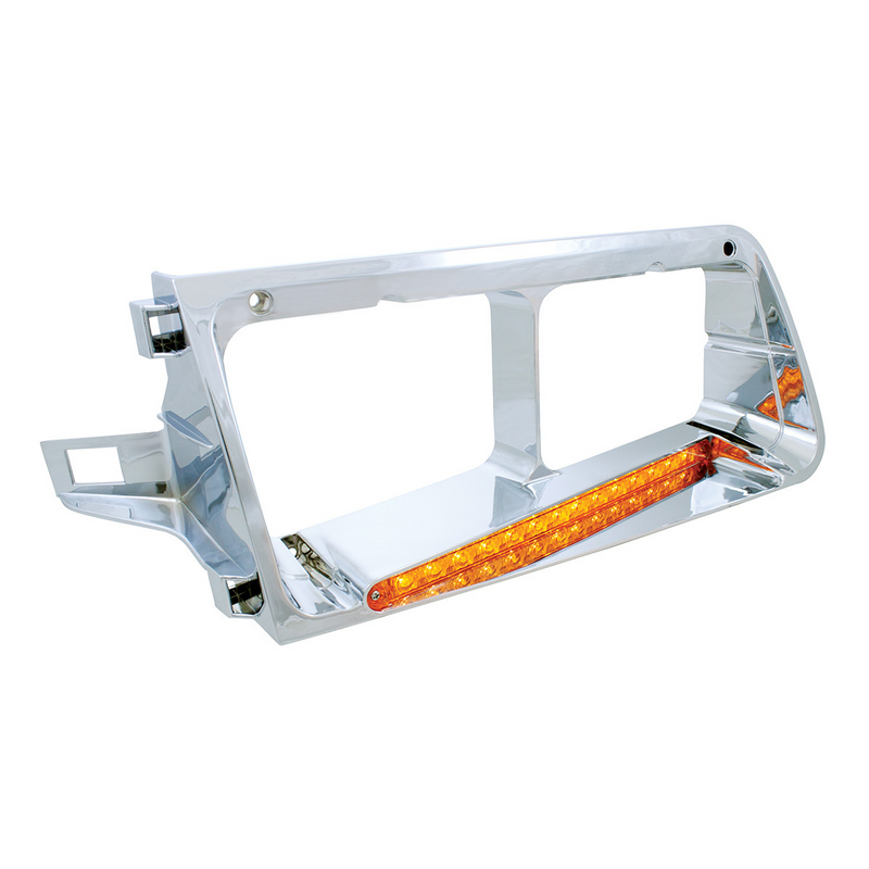 United Pacific 14 LED Headlight Bezel For 1989-2009 Freightliner FLD Passenger Amber LED/Amber Lens 32366