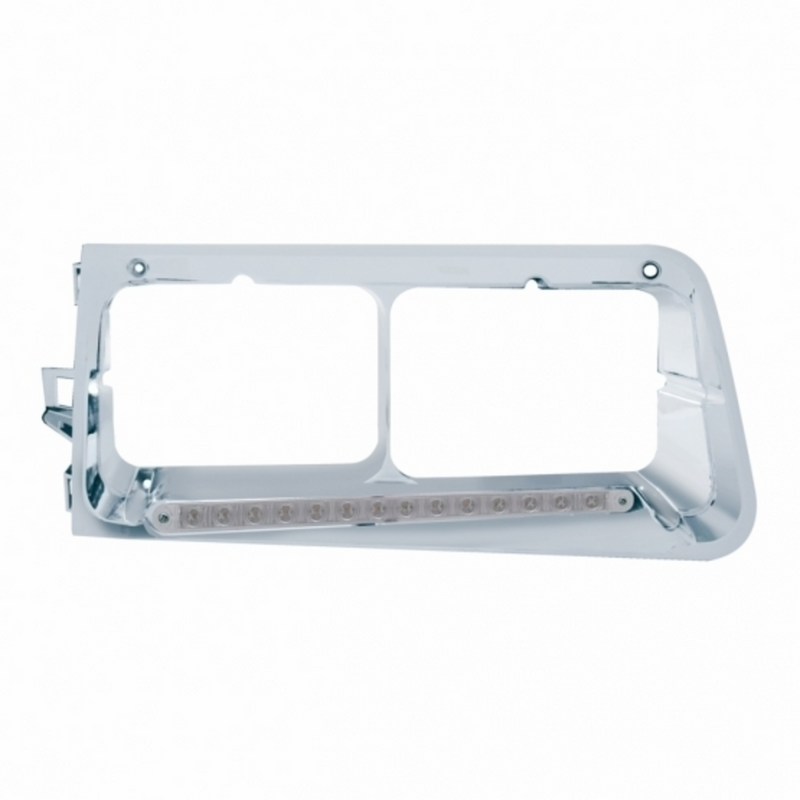 United Pacific 14 LED Headlight Bezel For 1989-2009 Freightliner FLD Passenger Amber LED/Clear Lens 32367