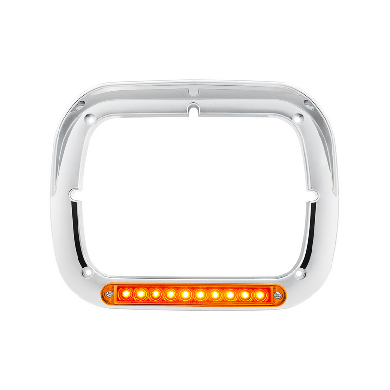 United Pacific 10 LED 5" x 7" Headlight Bezel With Visor Amber LED/Amber Lens 32370