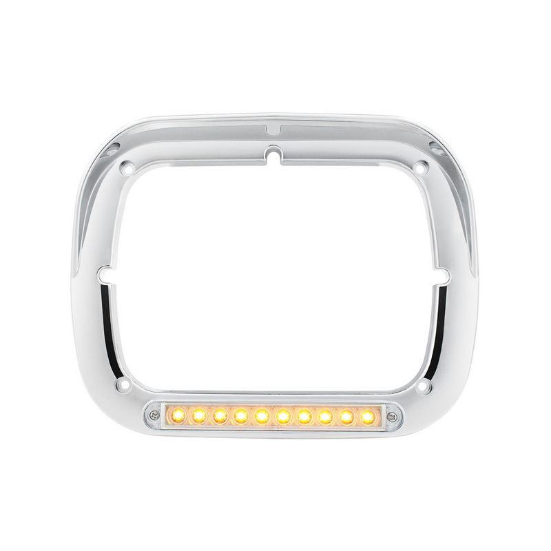United Pacific 10 LED 5" x 7" Headlight Bezel With Visor Amber LED/Clear Lens 32371
