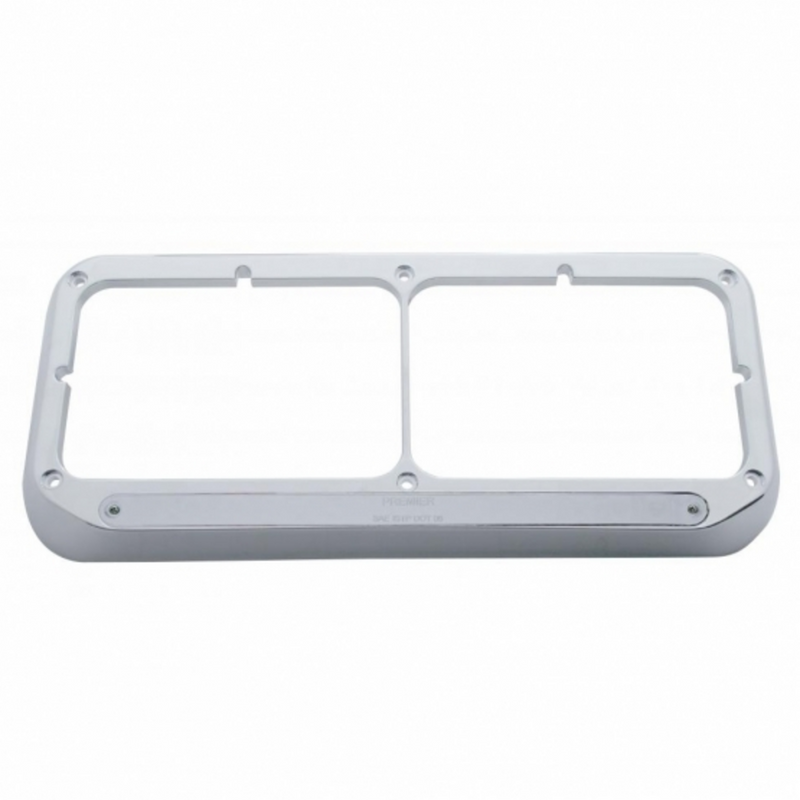 United Pacific 14 LED Chrome Rectangular Dual Headlight Bezel Amber LED/Chrome Lens 32383