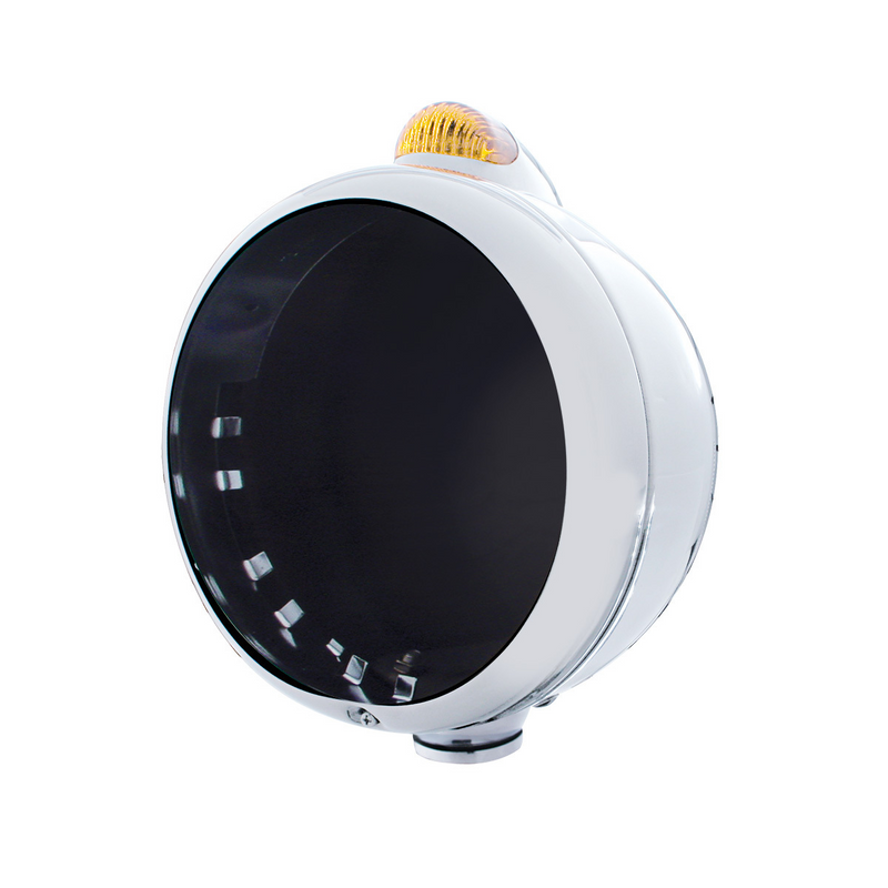 United Pacific Stainless Steel Guide 682-C Headlight No Bulb With Dual Mode LED Signal Amber Lens 32388